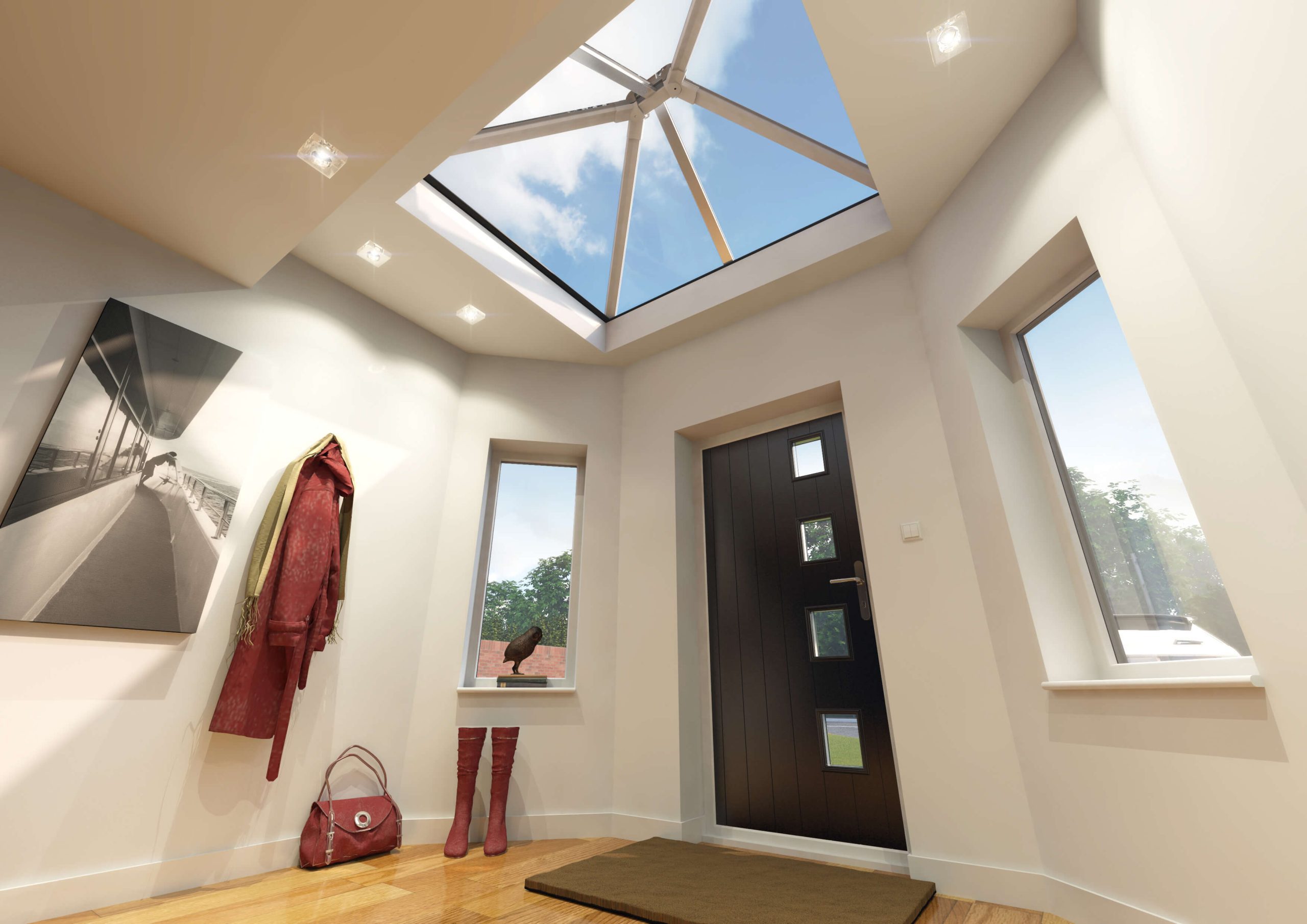 Sky pod window in porch area of home