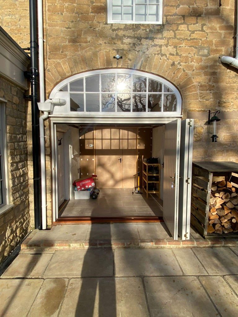 Garden view of open bifold doors