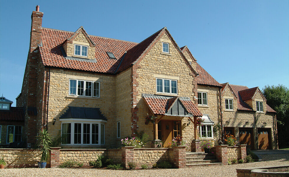 Large house with white uPVC windows