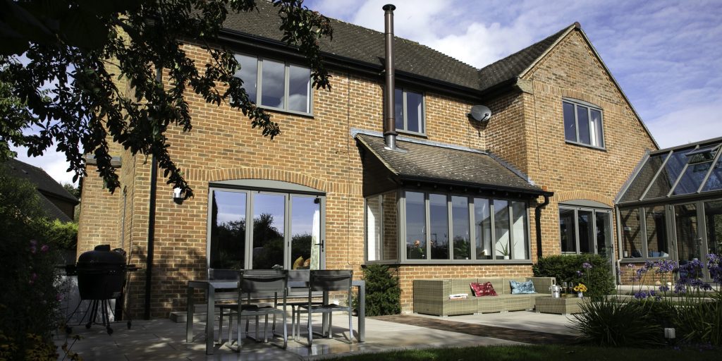 House in Yorkshire with classic aluminium windows.