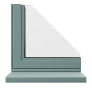 Turquoise classic aluminium window