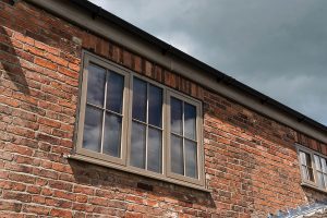 Replacement double glazed window in brown.